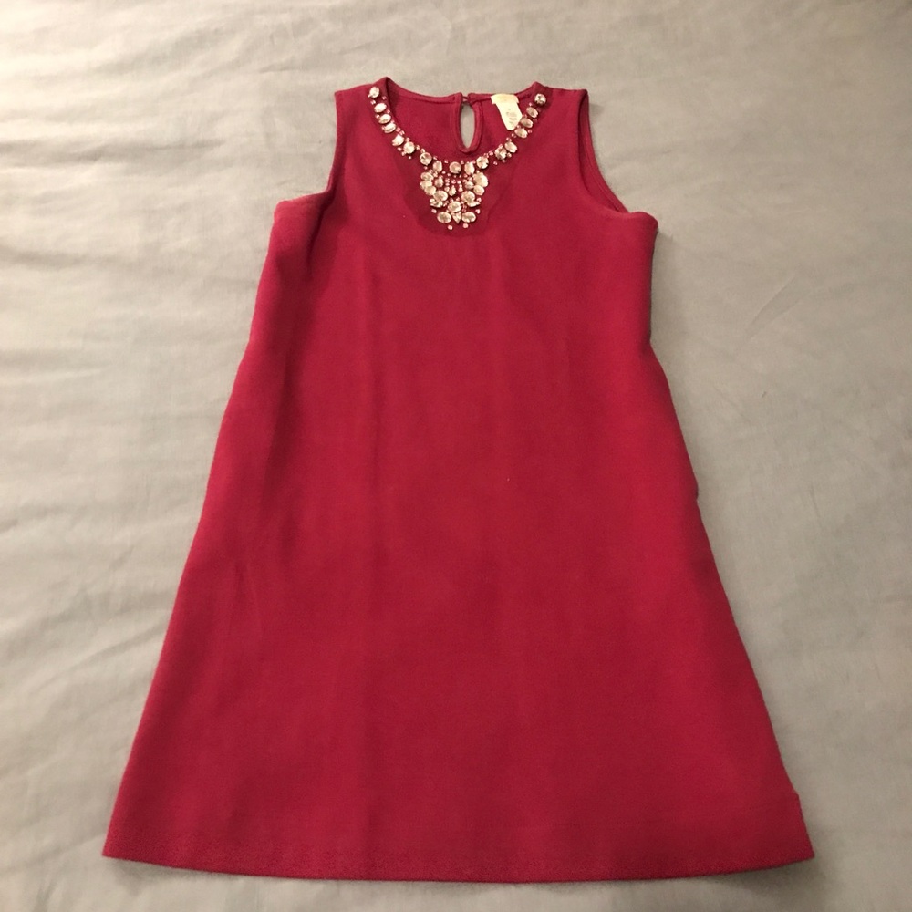 Crewcuts Maroon Embellished Shift Dress